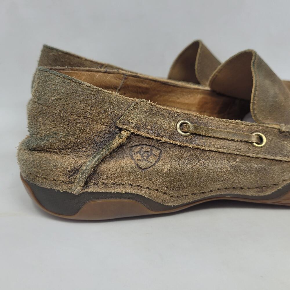 Ariat Shoes Men 10.5 Brown Slip On Loafers Distressed Suede Advanced Cushioning - Picture 3 of 12